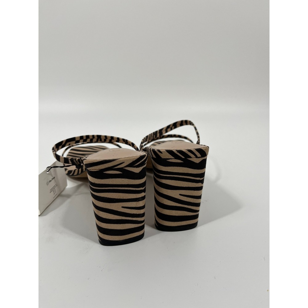 Womens Heels 12 Beige Stripe Zebra Print Formal Event Wedding Guest Chic - Picture 6 of 9